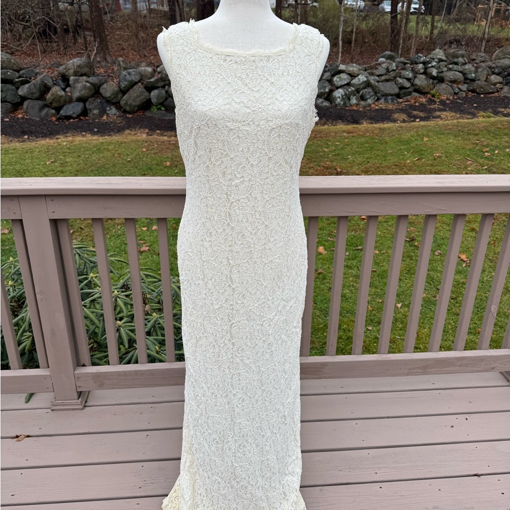 Adrianna Papell Lace Bridal Gown dress maxi sleeveless formal